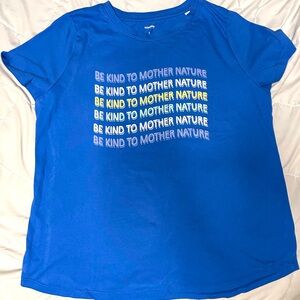 Be Kind to Mother Nature" Graphic T-Shirt (Blue)